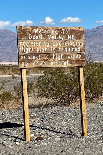 Wooden Welcome to Death Valley NP sign